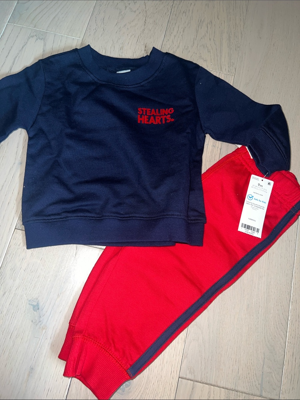 Carters Kids Navy & Red 'Stealing Hearts' Sweatshirt and Joggers Set